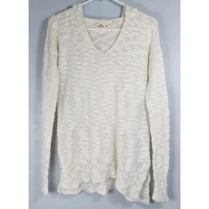 Hollister Knit‎ Sweater Hoodie  Pullover Cardigan Cream Womens Size XS/S